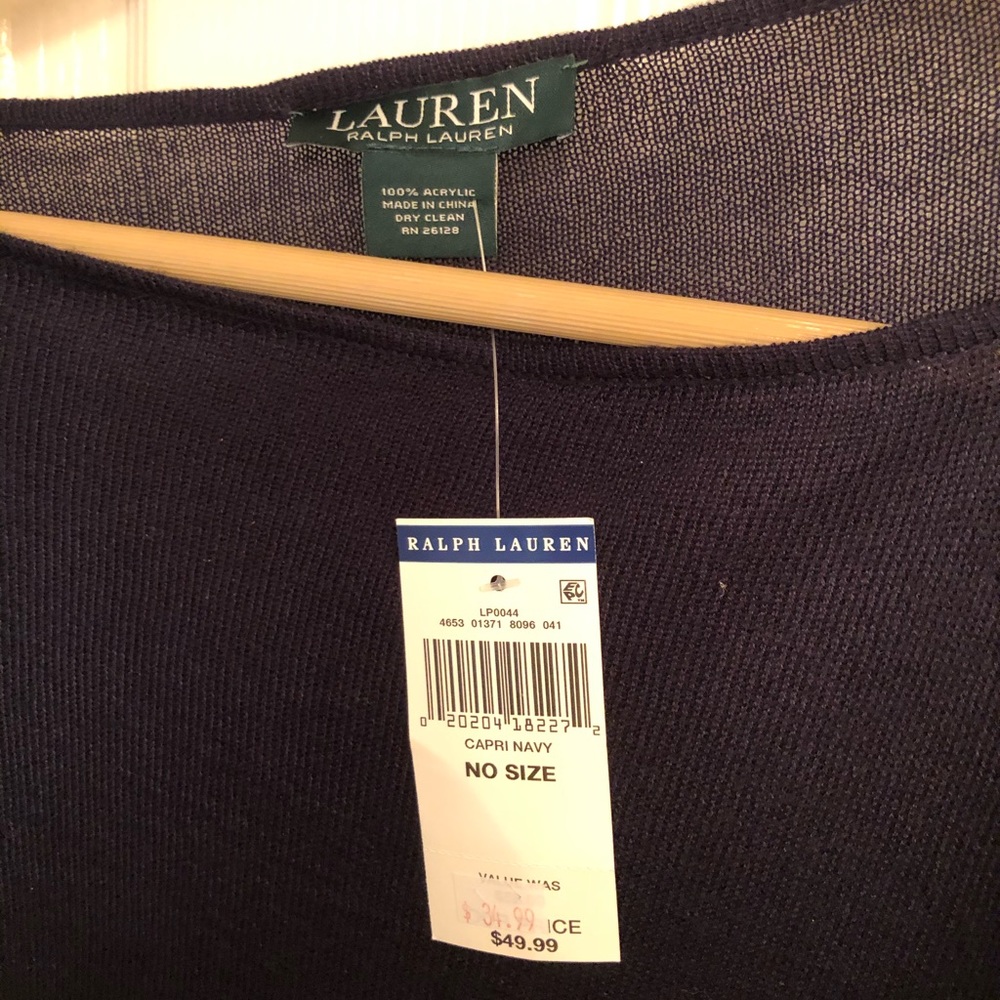 Ralph Lauren navy shawl/poncho OS NWT